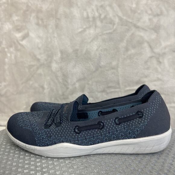 Skechers Newbury St Slip On Shoes Womens 8 Blue Knit Air Cooled Comfort Casual - Picture 6 of 12